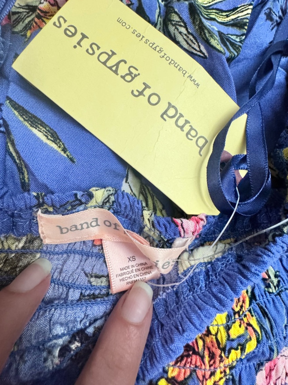 Band of Gypsies Royal Blue Floral Smocked jumpsuit